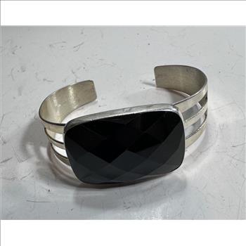 Sterling Silver Obsidian Stone Bracelet  -43.3 grams