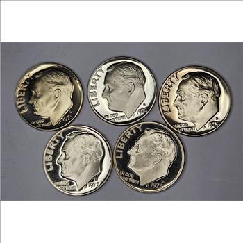 FIVE - Assorted GEM PROOF Roosevelt Dimes-