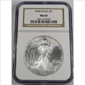 2004 US Silver Eagle MS 69 NGC