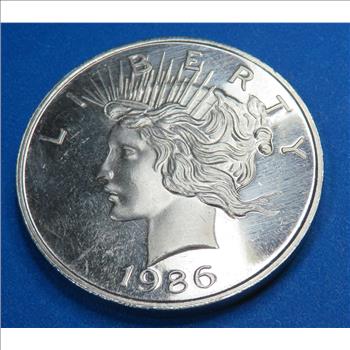 1986 Peace Silver Dollar Design 1 oz Silver Round - Prooflike Fields