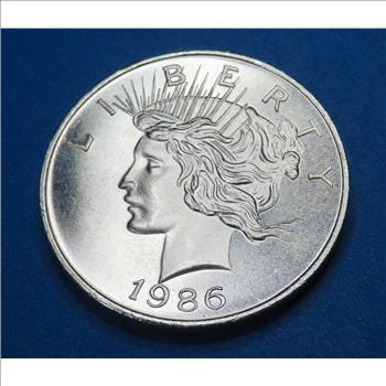 1986 Peace Silver Dollar Design 1 oz Silver Round - Prooflike Fields