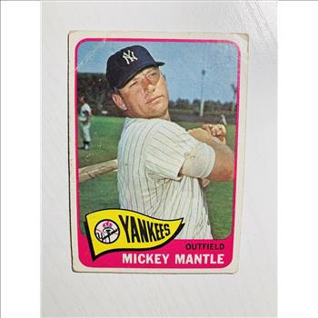 1965 Topps Mickey Mantle Baseball Card -100% Authentic - HOF Mickey Mantle
