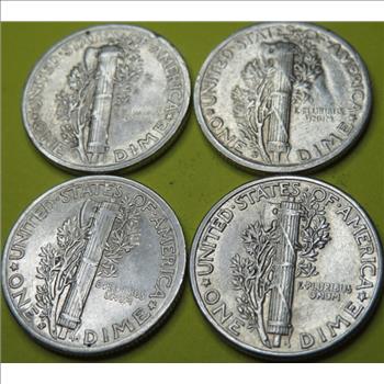 (4) AU Grade Mercury Dimes