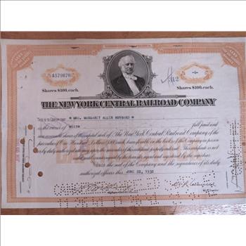 1932 New York Central Railroad Stock