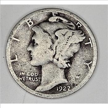 1927 Mercury Dime 90% Silver- USA Coin