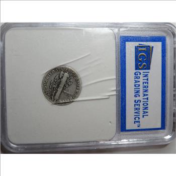 1920 D Rotated Reverse Die Error Mercury Dime - IGS Graded and Slabbed