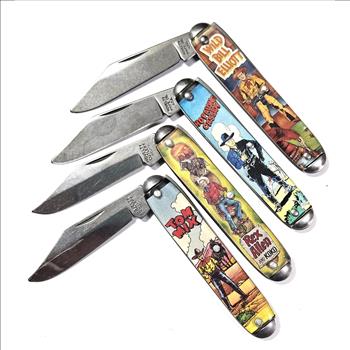 (4) Vintage USA Made Collecotrs Pocket Knives - Hopalong Cassidy - Tom Mix -Rex Allen - Wild Bill Ellliot - Vintage TV and Movie Stars