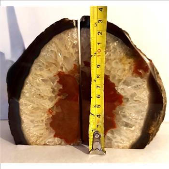 Fine Red Banded Agate Bookends - Pair - Nice Crystal Center - LOW BID Start ! NO RESERVE! Bid to win!! 