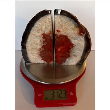 Fine Red Banded Agate Bookends - Pair - Nice Crystal Center - LOW BID Start ! NO RESERVE! Bid to win!! 