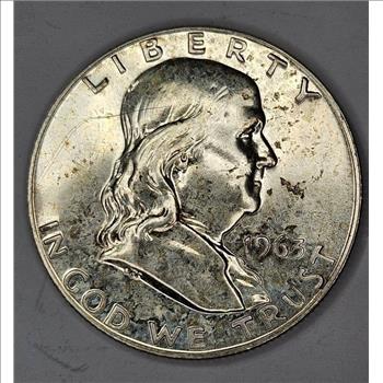 1963 Toned GEM PROOF Franklin Half Dollar