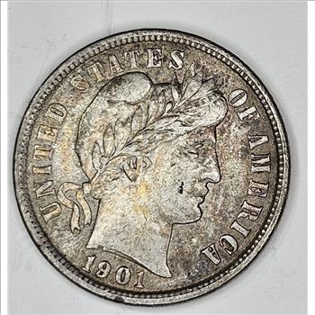 1901 Original AU Barber Dime - Untouched Coin
