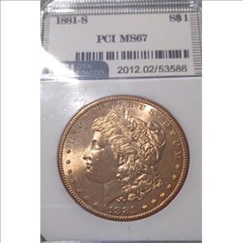1881 S MS 67 Graded and Slabbed Morgan Silver Dollar - $973 Coin Guide Price