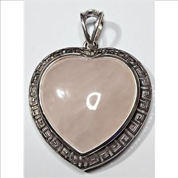 Sterling Silver Rose Quartz Heart Shape Pendant