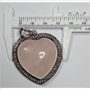 Sterling Silver Rose Quartz Heart Shape Pendant