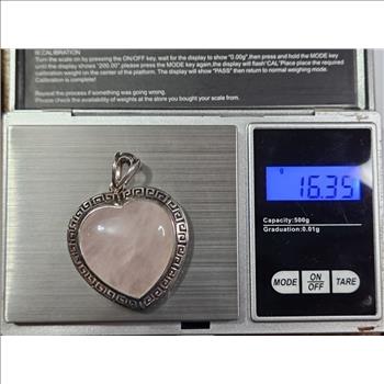 Sterling Silver Rose Quartz Heart Shape Pendant