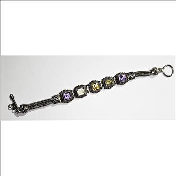 Sterling Silver Multi Gemstone Semi Precious Bracelet 