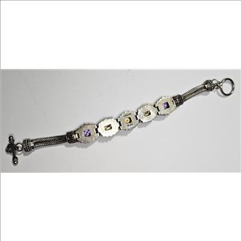 Sterling Silver Multi Gemstone Semi Precious Bracelet 