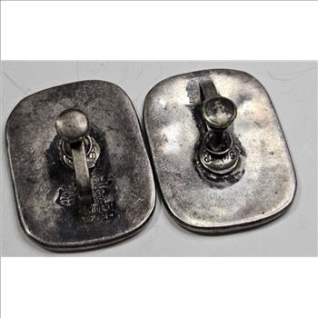 Vintage TAXCO Sterling Silver Raven Design Chip Inlay Earrings