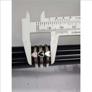 Lot of Three Sterling Silver Heart Shape Rings w/ Stones