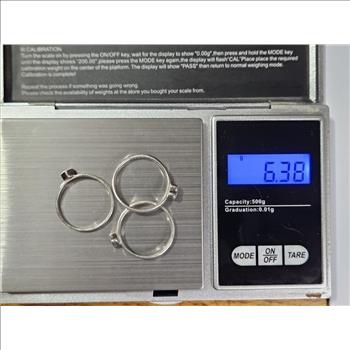 Lot of Three Sterling Silver Heart Shape Rings w/ Stones