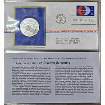 Sterling Silver Limited Edition Proof - Collective Bargaining - 1st Day Cover - Postmaster Commemorative -