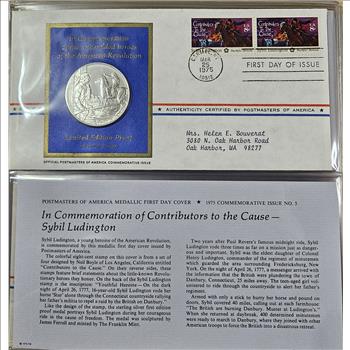 Sybil Ludington Revolution - Sterling Silver Proof - W/ 1st Day Issue Stamp -