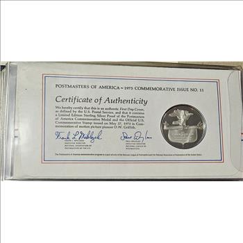 Sterling Silver Proof DW Griffith - w/1st Day Issue Stamp