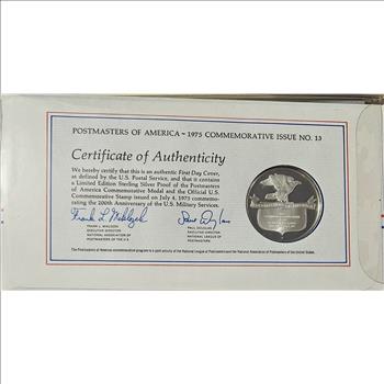 Sterling Silver Continental Army Proof- w/1st Day Issue Stamp