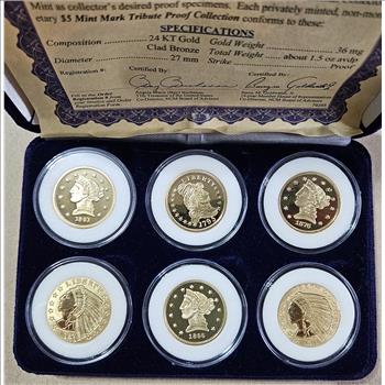 24k Gold Plated $5 Type Set Tribute in Felt Box