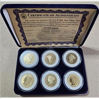 24k Gold Plated $5 Type Set Tribute in Felt Box