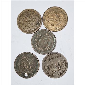 Lot of (5) Low Grade 1864 Indian Head Cents