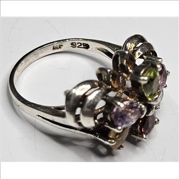 Garnet-Amethtyst-Peridot-Citrine-Topaz- Gemstone Sterling Silver Ring