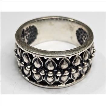 Sterling Silver Moulded Bead Ring