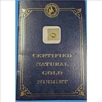 1.55 gram Natural Alaskan Gold Nugget in Presentation Folio w/ COA from Nome Alaska Mine