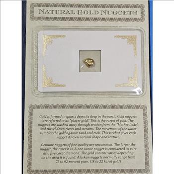 1.55 gram Natural Alaskan Gold Nugget in Presentation Folio w/ COA from Nome Alaska Mine