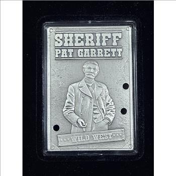 1 oz Silver Pat Garret Art Bar in Collectible Wild West Case Packaging