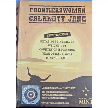 ~RARE~ 2024 Calamity Jane .999 Silver Art Bar in Presentation case w/ COA 