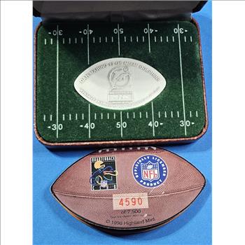 ~RARE~ Highland Mint - Football Shape 1 oz -.999 Pure Silver Bar - with COA - on Cool Football Field Display - Hall of Famer -- Dan Marino - Miami Dolphin Great