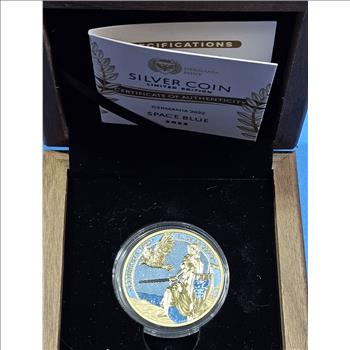 Collectible Germania Mint 1 Troy Ounce .9999 Silver Bullion - Gold Gilded - with COA and Wooden Presentation Case