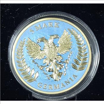 Collectible Germania Mint 1 Troy Ounce .9999 Silver Bullion - Gold Gilded - with COA and Wooden Presentation Case