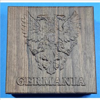 Collectible Germania Mint 1 Troy Ounce .9999 Silver Bullion - Gold Gilded - with COA and Wooden Presentation Case