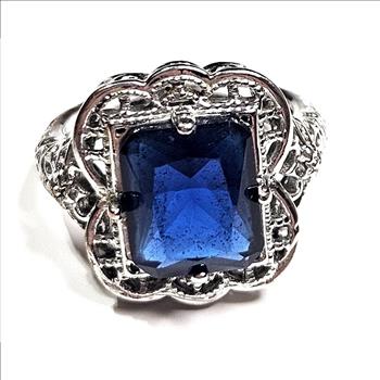 CZ Blue Sapphire Sterling Silver Ring