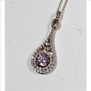 Fancy Pink Topaz CZ Sterling Necklace
