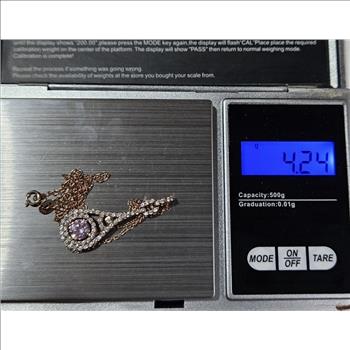 Fancy Pink Topaz CZ Sterling Necklace