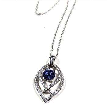 Sterling Silver Sapphire CZ Necklace