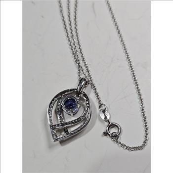 Sterling Silver Sapphire CZ Necklace