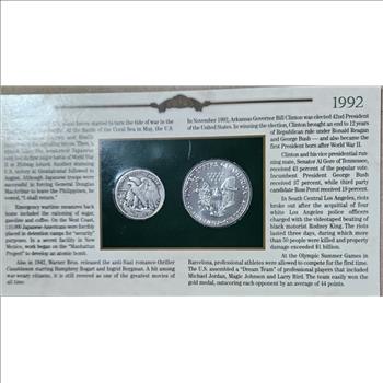 1942 Walking Liberty Half - 1992 US Silver Eagle - 50 Year on Special Info Card