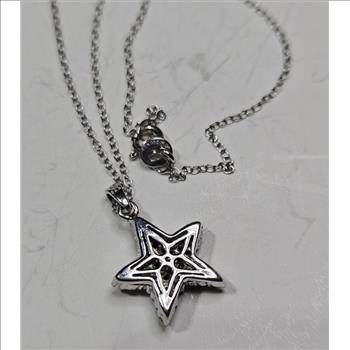 Sterling Silver Red/White?Blue Star Necklace - CZ