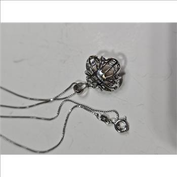 Sterling Silver Fashion Pearl - Colored CZ Necklace