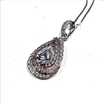 Multi Color CZ Sterling Silver Necklace